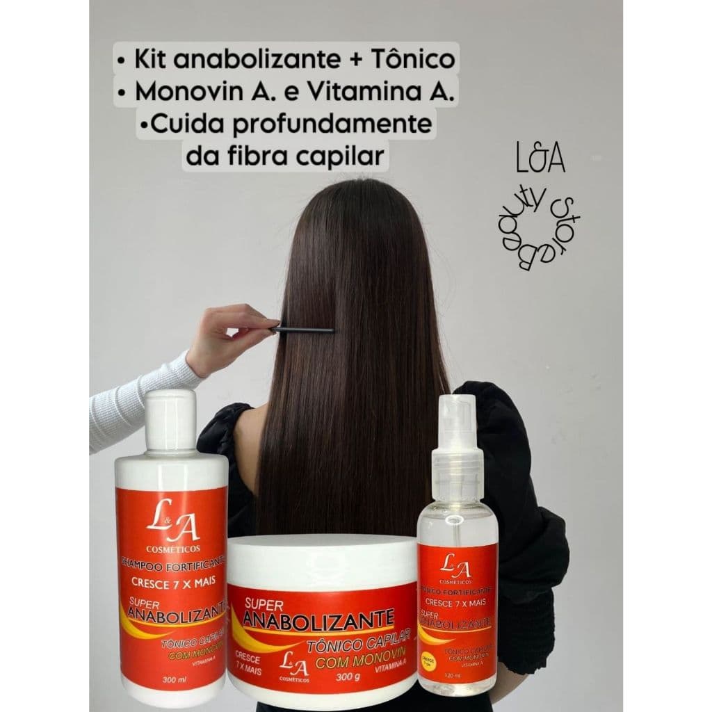 Kit Completo Cabelo Cresce Até 7 Cm Por Mês Anabolizante Capilar Hidratação Fortificação
