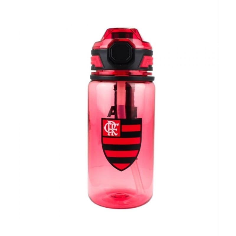 Garrafa Plástico Com Canudo 650ml - Flamengo
