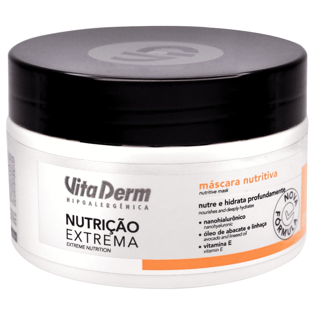 Máscara Nutrição Extrema Vita derm 220g • Nutrição Profunda • Cabelos Ressecados e Quebradiços