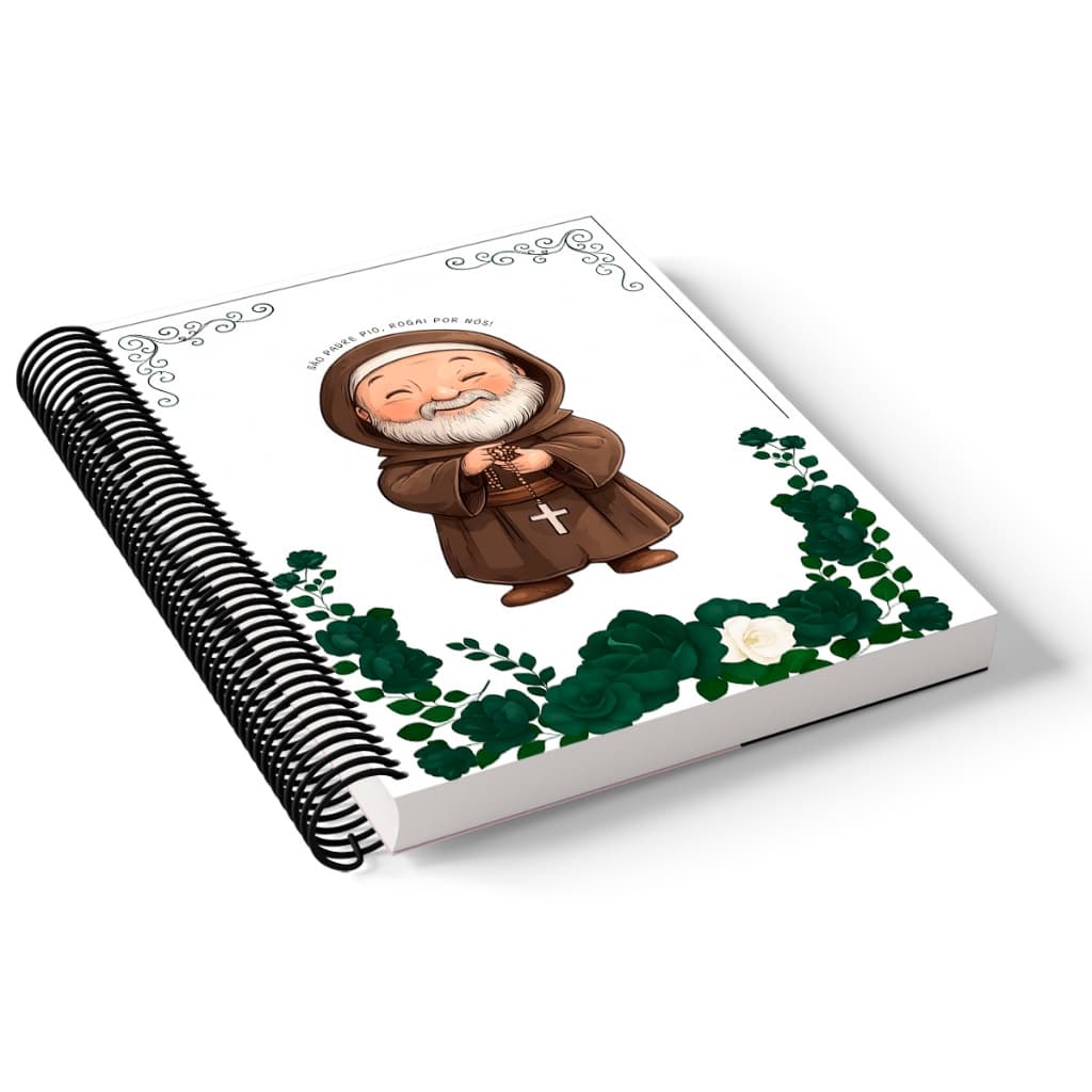 Caderno 1/4 capa dura espiral 96 folhas - PADRE PIO #5