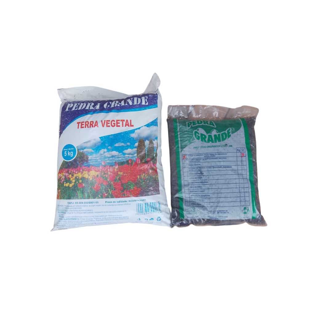Kit Terra Vegetal Adubada 5Kg + Húmus de Minhoca Orgânico 3L Terra Pedra Grande -  Nobre - Plantas - Horta