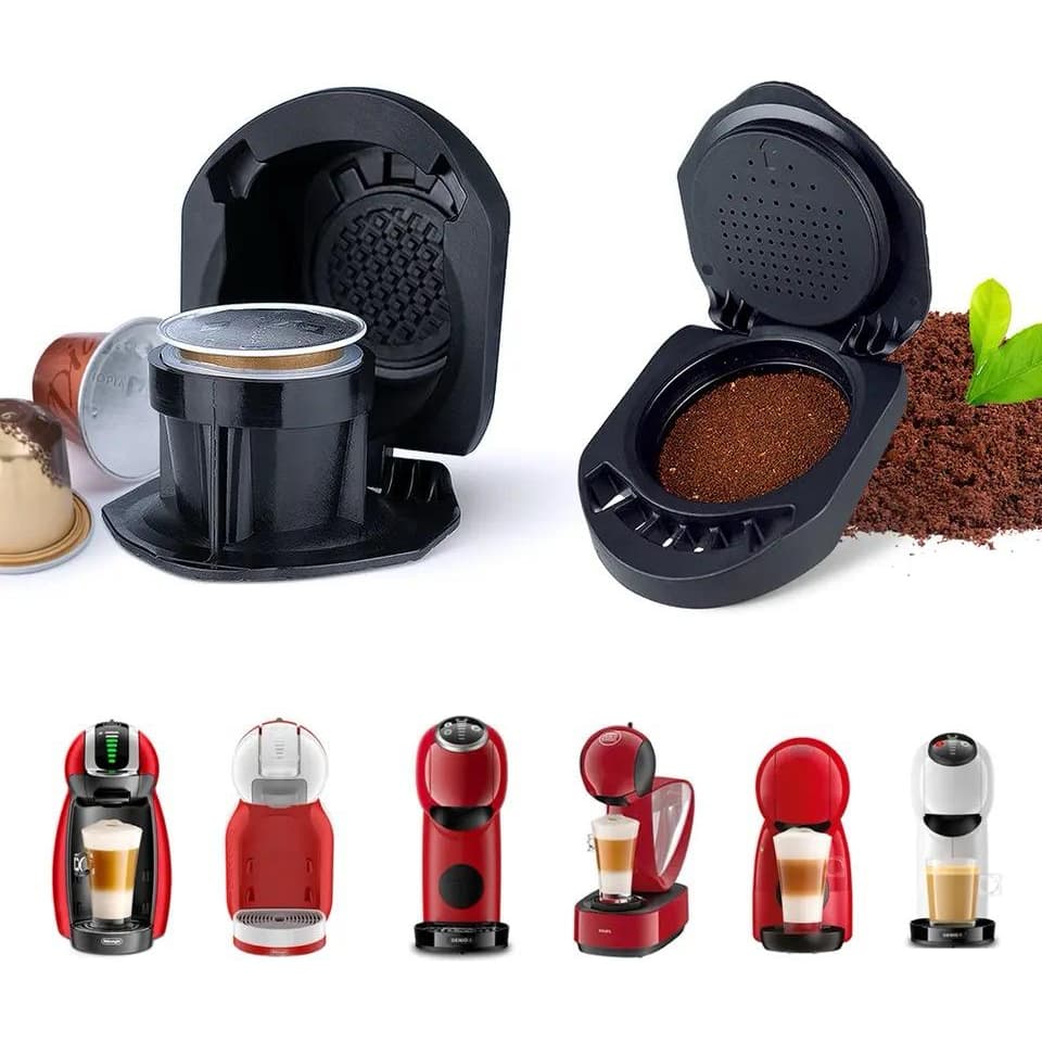 Kit Adaptador Reutilizável Porta Pó Café Moído + Adaptador Capsulas Nespresso para Dolce Gusto
