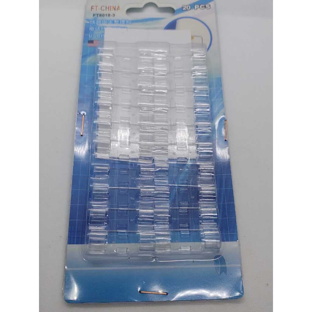 Kit 20 Unidades Organizador Clipe Adesivo De Fios Cabos Cor Transparente