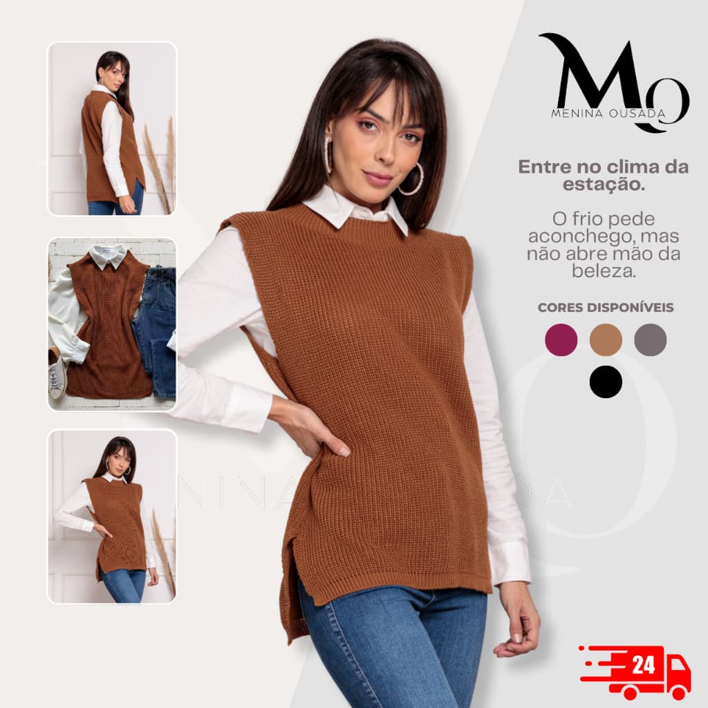 Colete Feminino Tricot Fang Mullet Tricô Pullover Moda Outono Inverno Colete de linha Colete de inverno Blusa Feminina