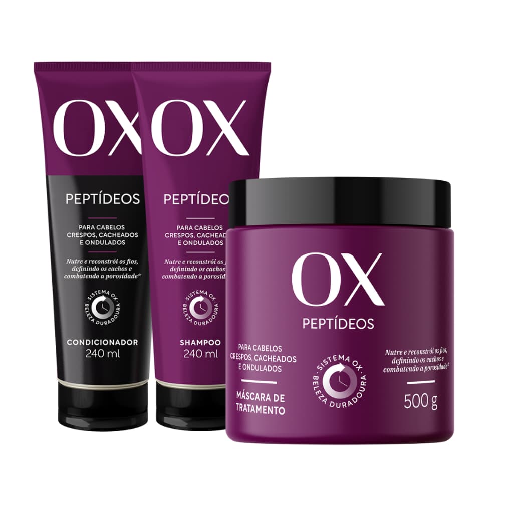 Kit Ox Peptídeos Duo 240Ml + Máscara de Tratamento 500g