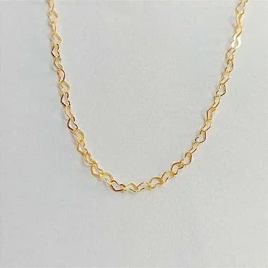 Corrente "Choker" Coração 40cm com extensor de 5cm - OURO - Fecho Lagosta