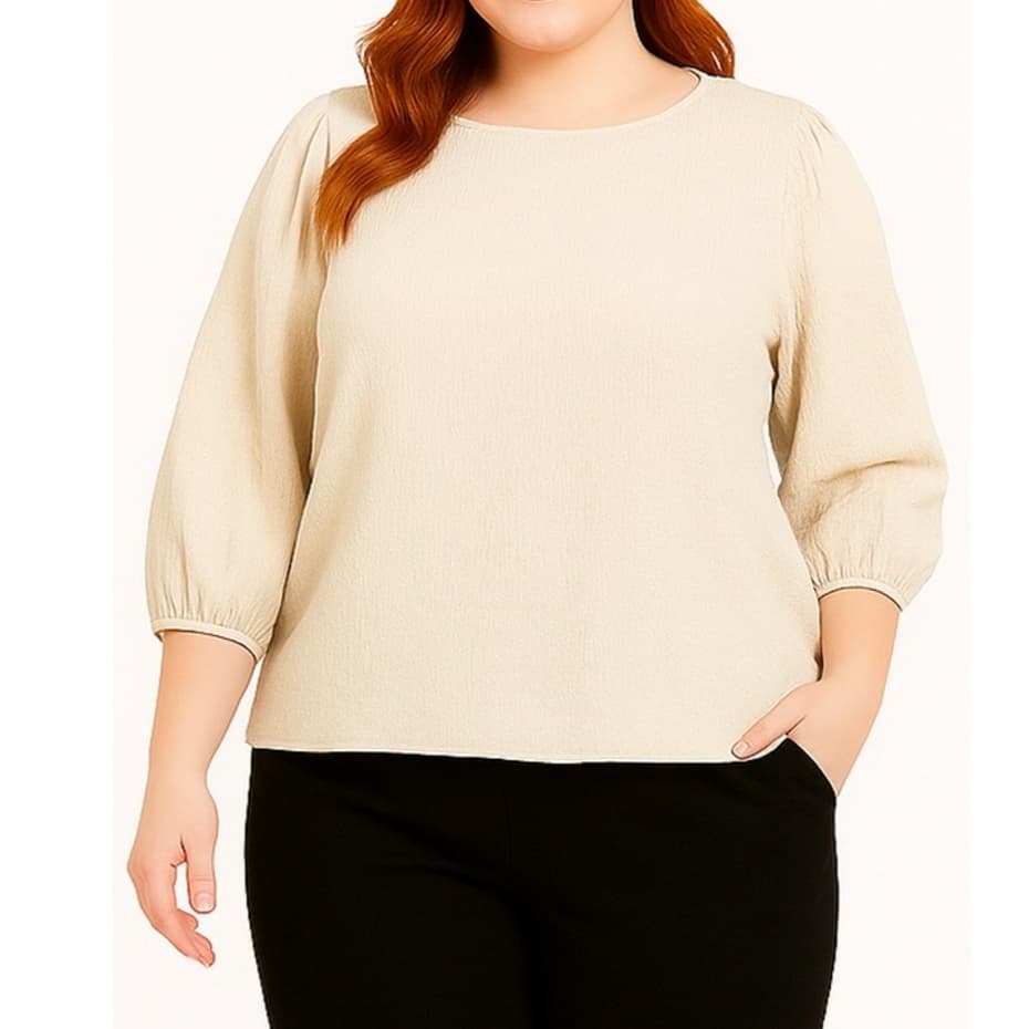 L.L.MODAS FEMININA    blusa plussize manga 3/4 tecido duna