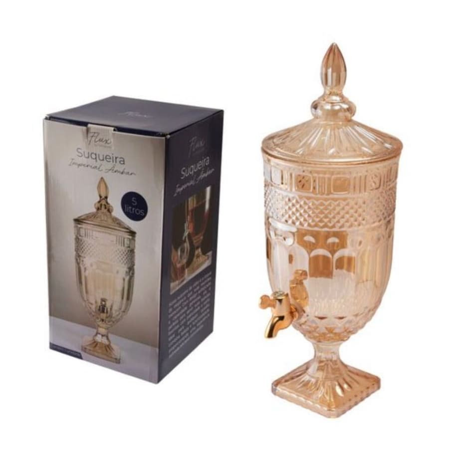 Suqueira Dispenser Vidro 5 litros 3,2 litros 3,2 litros  com torneira mesa posta coquetel drink