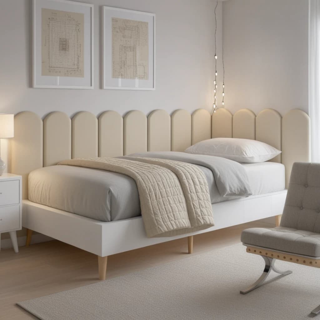 Cabeceira Modular Nuvem Infantil 20x60cm – Estofada em Veludo/Suede para Cama de Criança