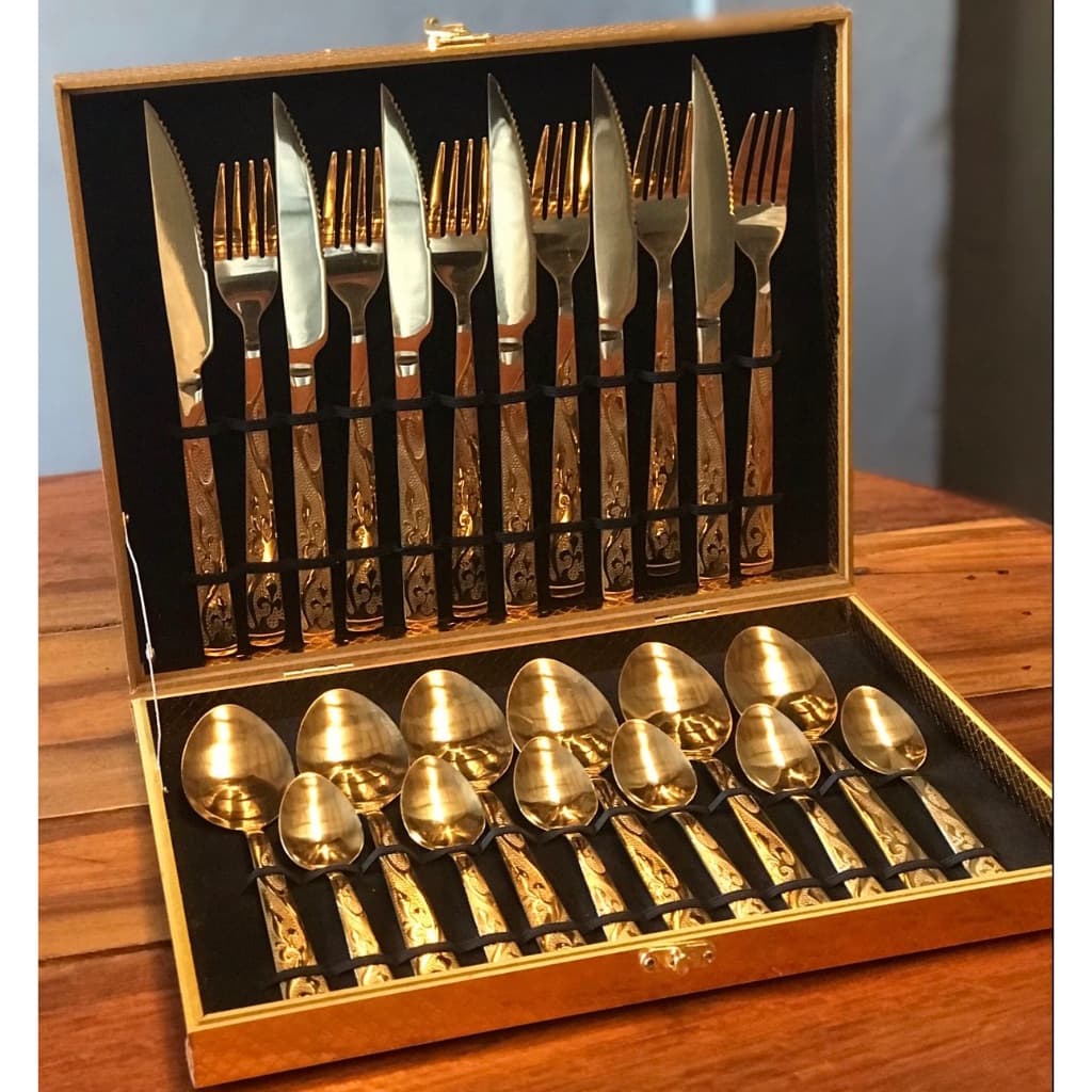 Jogo De Talheres Com Maleta Conjunto Faqueiros Kit de Talheres Com 24 Peças em Aço Inox Promoção