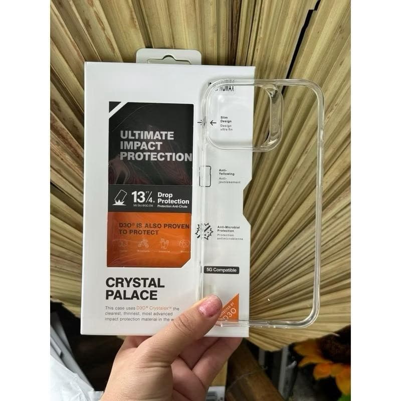 Capa protetora à prova de choque para iPhone 11/12/13/14/15/16 Crystal Palace acrílico transparente + TPU