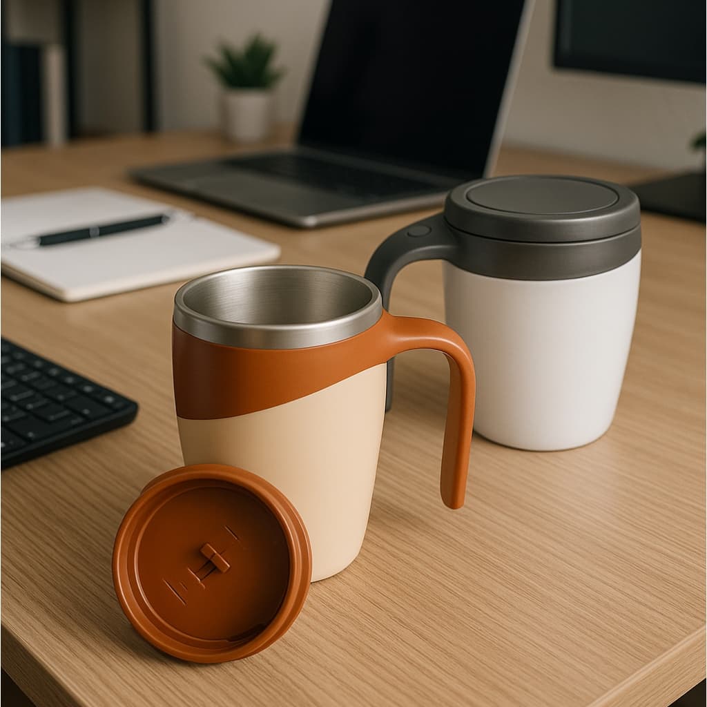Caneca Mixer Automática Misturadora Magnética Elétrica Copo Misturador 380ml e Coador Portátil Prático Inox Automática