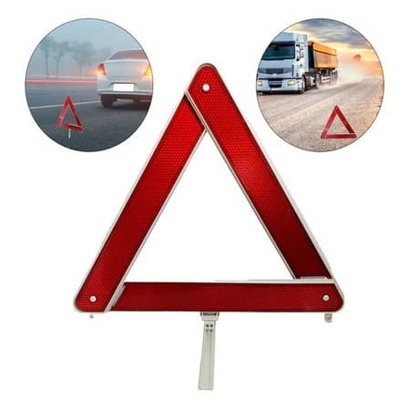 Triangulo P/ Carro Sinalização De Segurança Plástico Base Branca