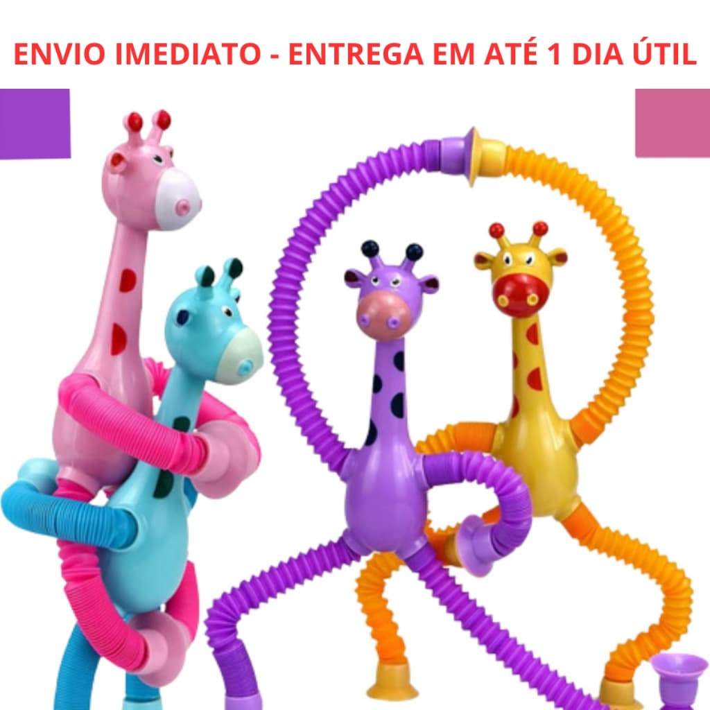Girafas Estica e Gruda Brinquedo Infantil Pop It Tubo Luz Led Com Ventosa