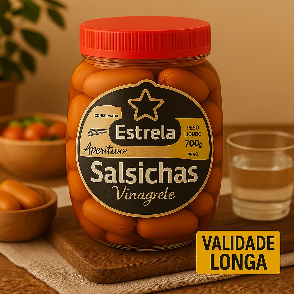 Balde salsicha aperitivo em conserva 400 gramas drenado envio 24 horas
