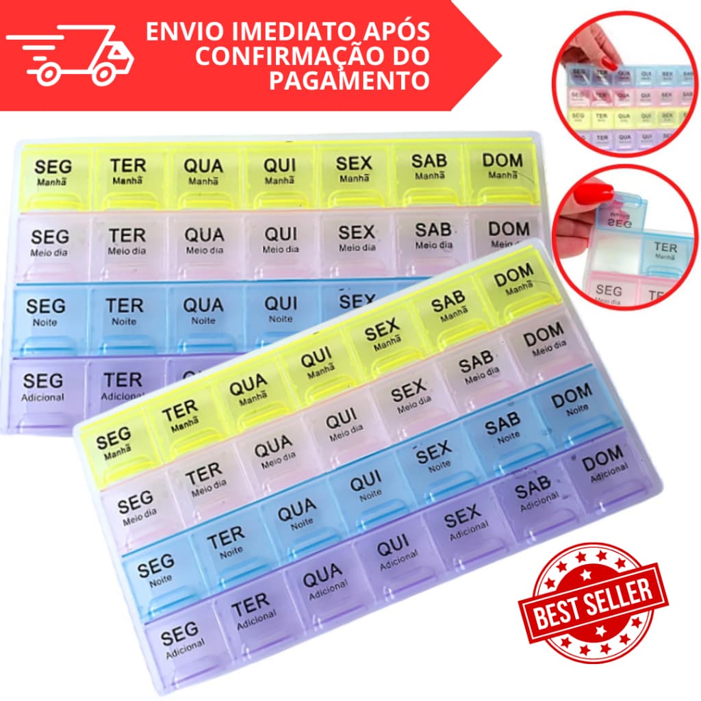 Porta Comprimido Organizador De Remédios Semanal e Mensal
