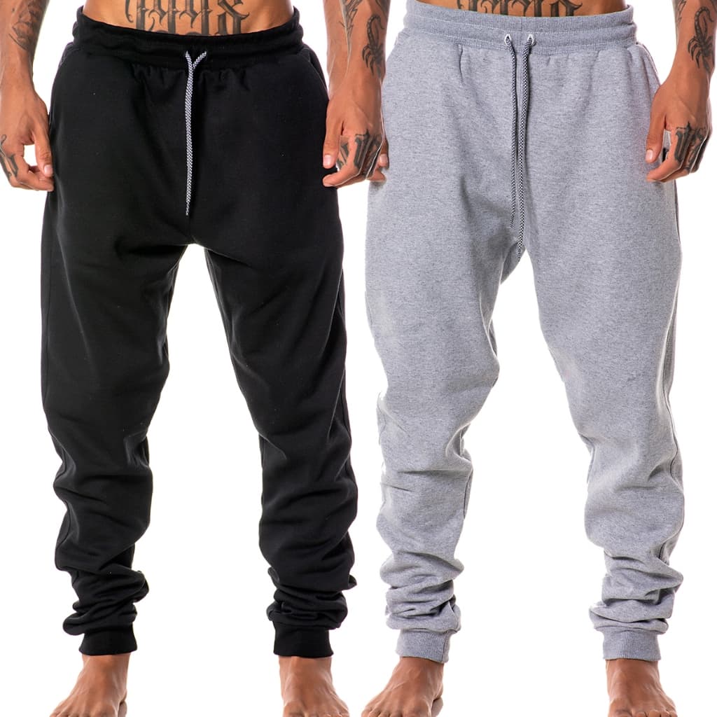Kit 2 Calça Moletom Masculina Jogger Confortável 3 Bolsos Cintura Elástica Ajustável Casual Academia