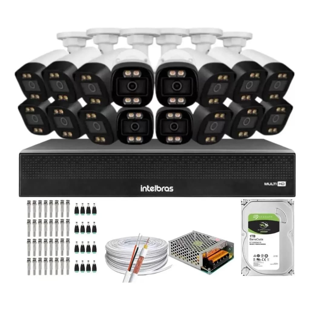 Kit 16 Câmeras Segurança Full Color Dvr Intelbras 16ch 1tb