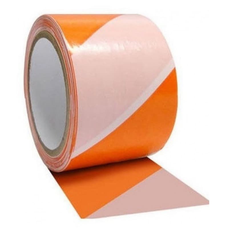 2 Fitas Zebrada Laranja e Branco 70mm x 150m | Fita de Isolamento e Sinalização|Envio Imediato