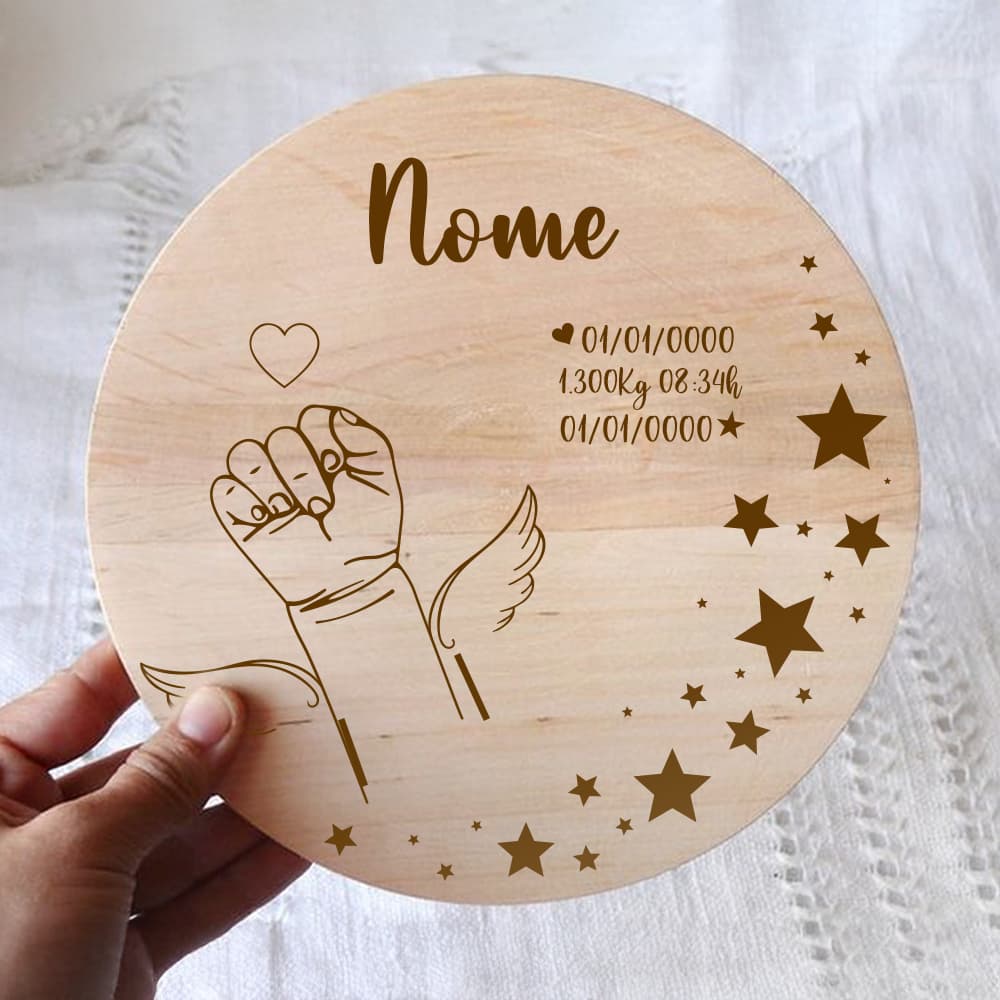 Placa Personalizado memorias de um anjo Placa Bebê MDF estrela  - Presente, Lembranças e decoração, Pé cavalete,memorial