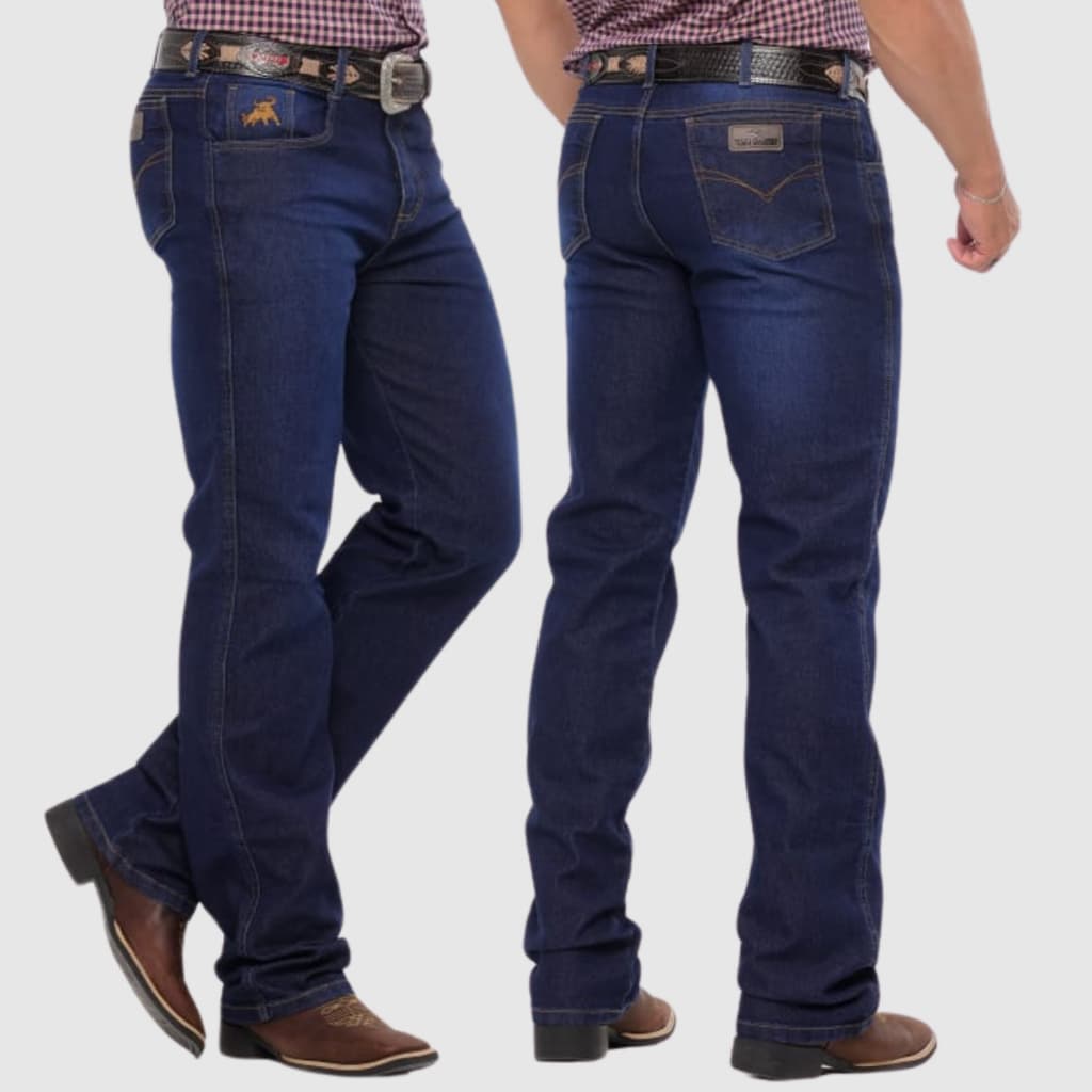 Calça Boiadeiro COUNTRY TRADICIONAL MASCULINA Montaria Jeans Grosso com Elastano Texana Rodeio