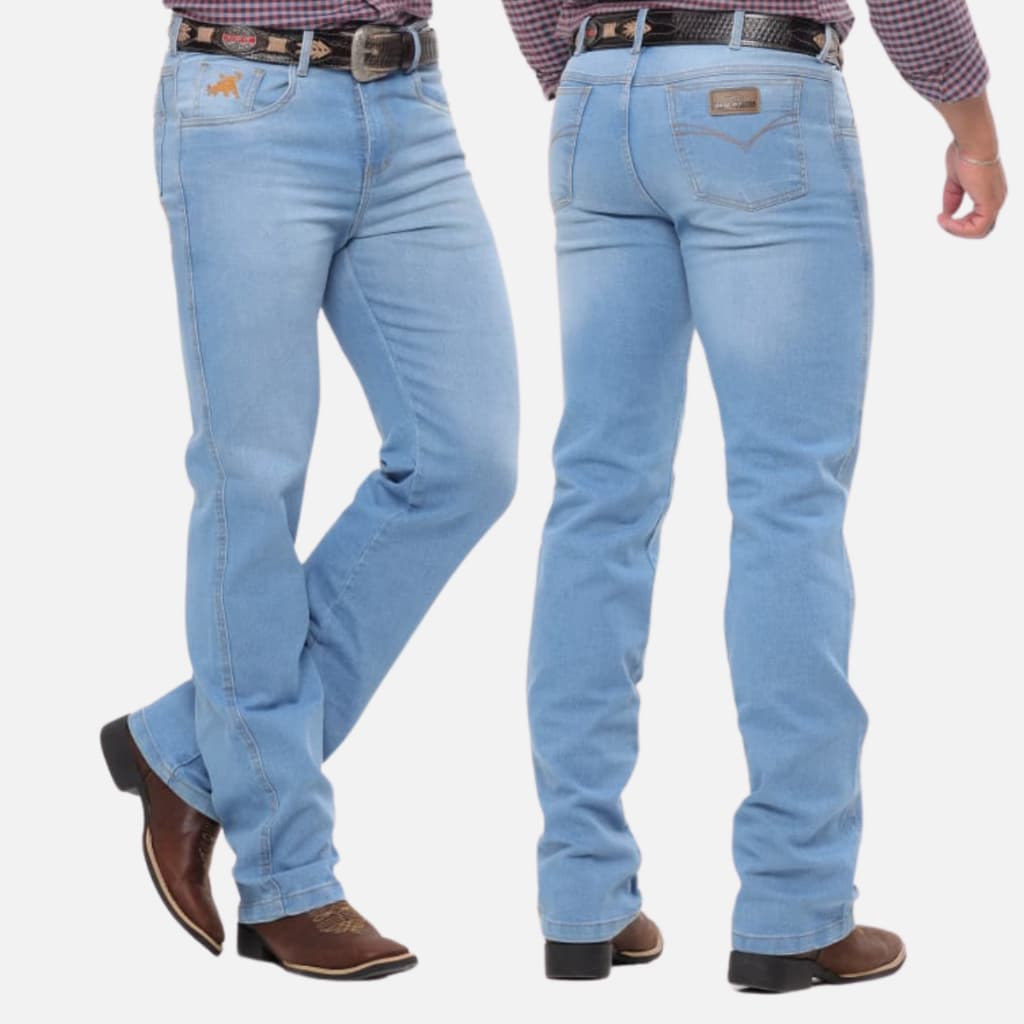 Calça COUNTRY MASCULINA TRADICIONAL Montaria Boiadeiro Jeans Grosso com Elastano Lycra Texana