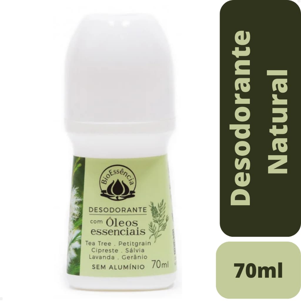 Desodorante Roll-on Natural BioEssência 70ml | Sem Alumínio | Vegano | Óleos Essenciais