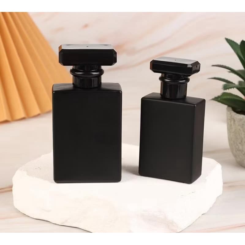 Frasco De Perfume Preto Brilhante De 100ml , Garrafa Vazia De Vidro De Água De Maquiagem Portátil De Al (1 Unidade )