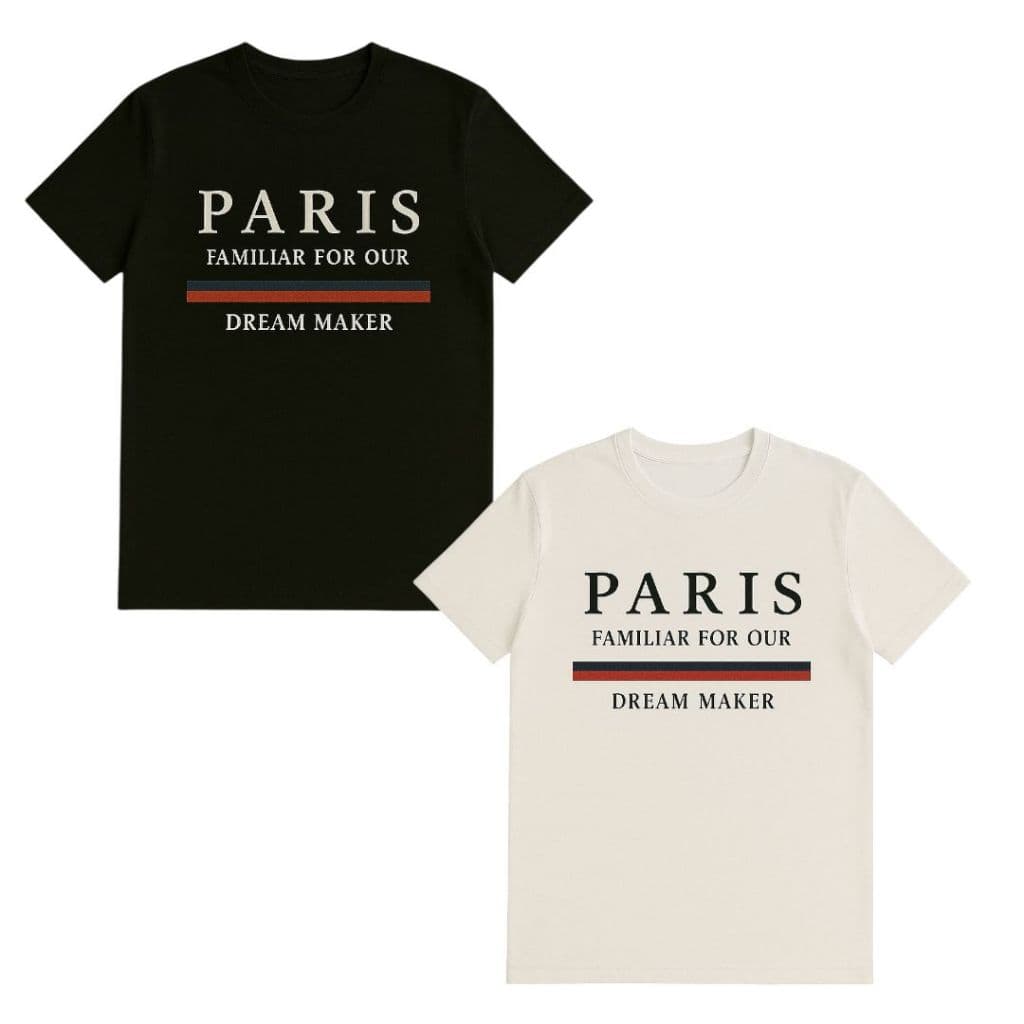 Pack 2 Camisetas T-Shirt Estampa Paris Streetwear Básica T-Shirt Masculina Feminina 100% Algodão Entrega Imediata