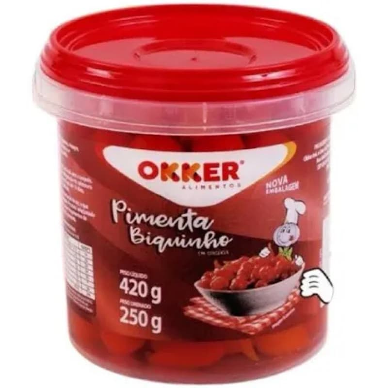 Kit 2 Potes Pimenta Biquinho Okker 420gr cada