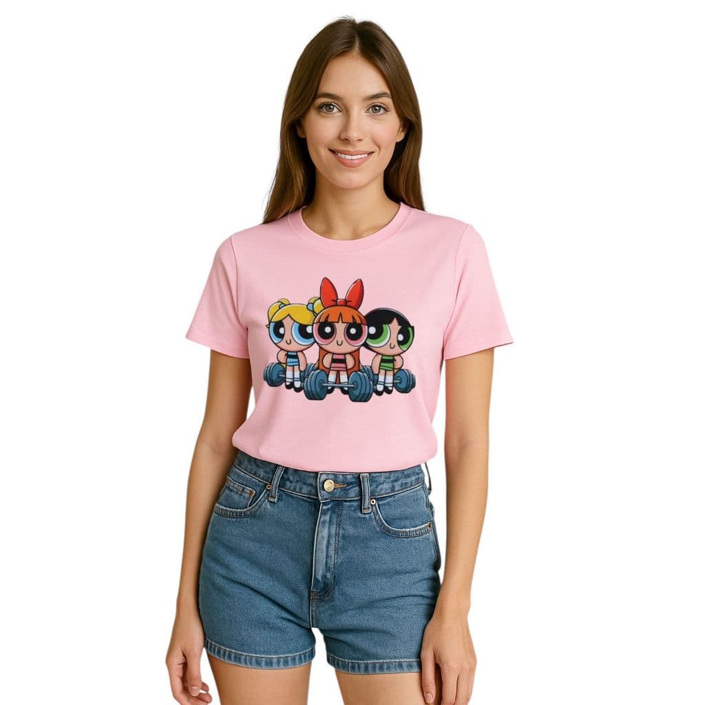 Camiseta The Powerpuff Girls T-Shirt Estampa Poderosas Retrô Básica T-Shirt Feminina 100% Algodão Entrega Imediata