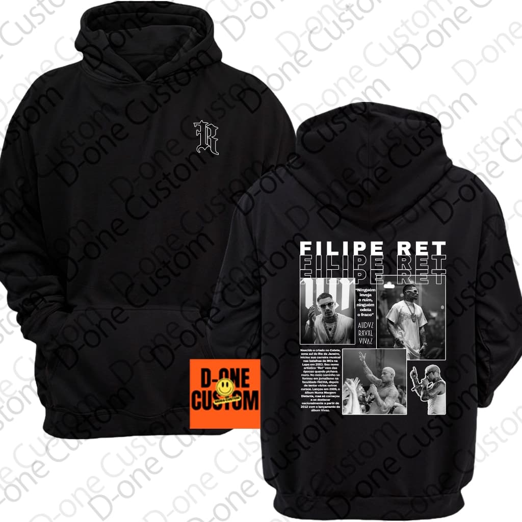 Moletom Estampado Filipe Ret FRXV História Ninguém Inveja o Ruim Audaz Vivaz Revel Album Rap HipHop
