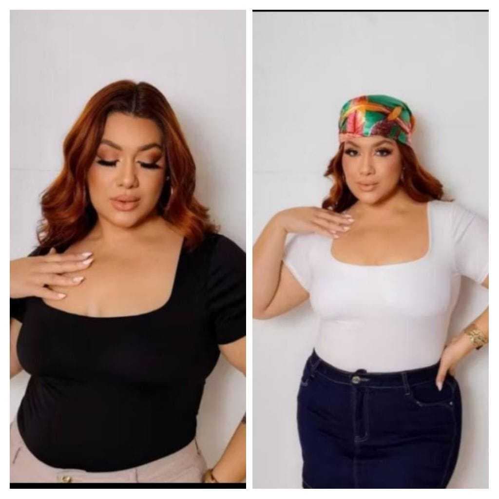 KIT COM 2 BODY PLUS SIZE QUADRADO MANGA CURTA PROMOÇÃO