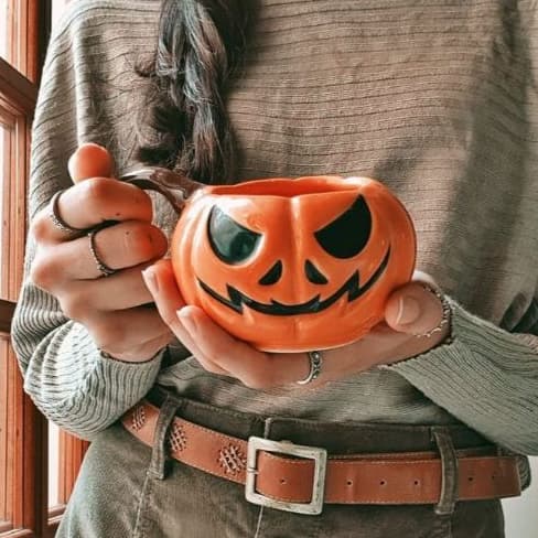 Caneca 3D Abóbora formato abobora halloween temática