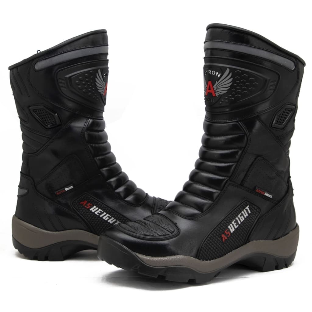 Bota Motociclista Couro Legítimo +9cm Altura Atron Shoes