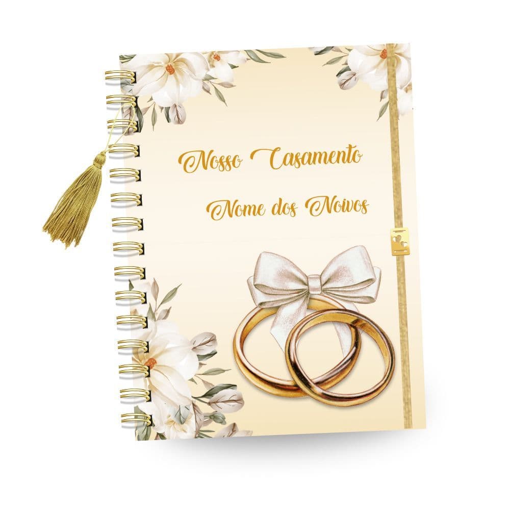 Planner Agenda da Noiva Personalizado com Nome dos Noivos na Capa Casamento Festa Cerimônia