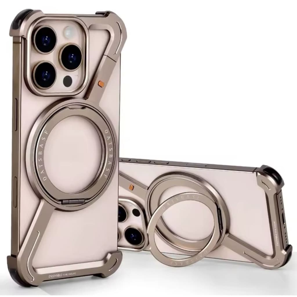Capa De Metal Oatsbasf Z Forma Com Suporte Anel  Rotacão 360° Magsafe Para 16 Pro Max