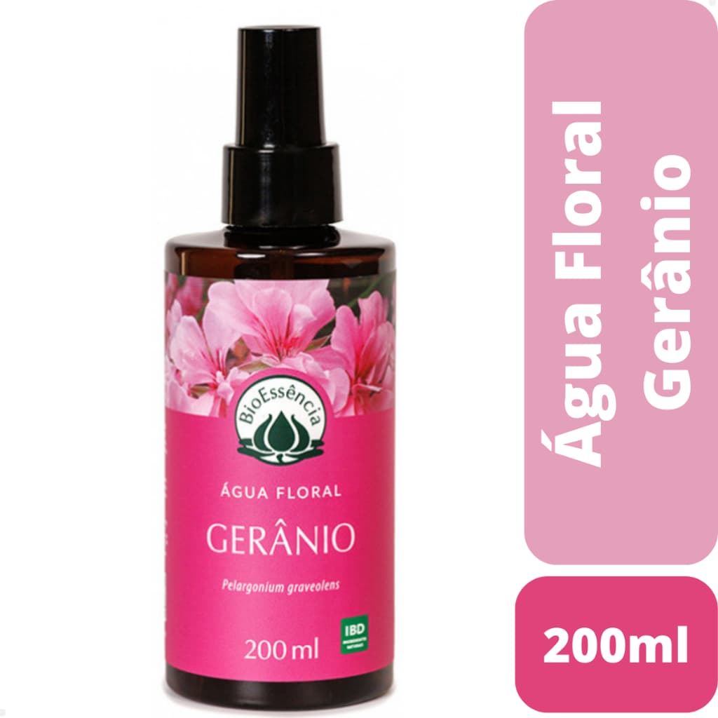 Água Floral de Gerânio BioEssência 200ml | Alívio da Menopausa e TPM | Hidrolato Natural Vegano