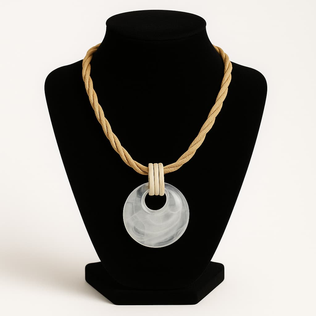 Colar Feminino Elegante Curto Resina Corino