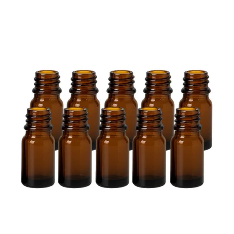 Kit Frascos de Vidro Ambar Pequeno Cilíndrico 10ml (3 Unidades)