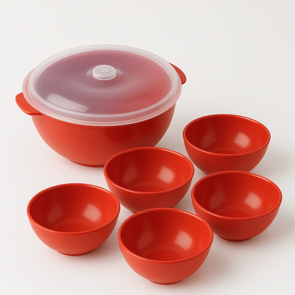 KIT Pote 2L + 5 potes sobremesa tigela bowl 200ml plásticos cozinha