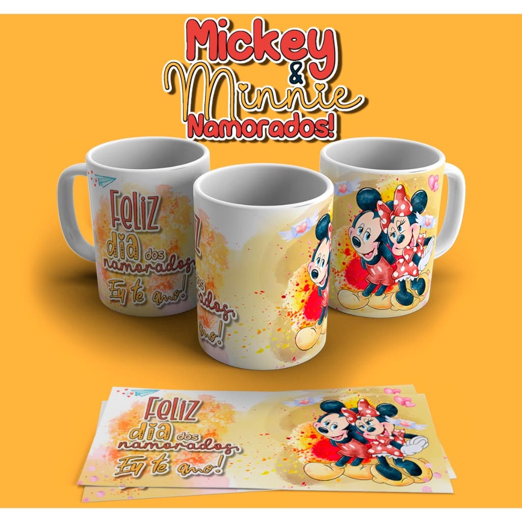 Caneca Love Namorados Minnie e Mickey Desenho