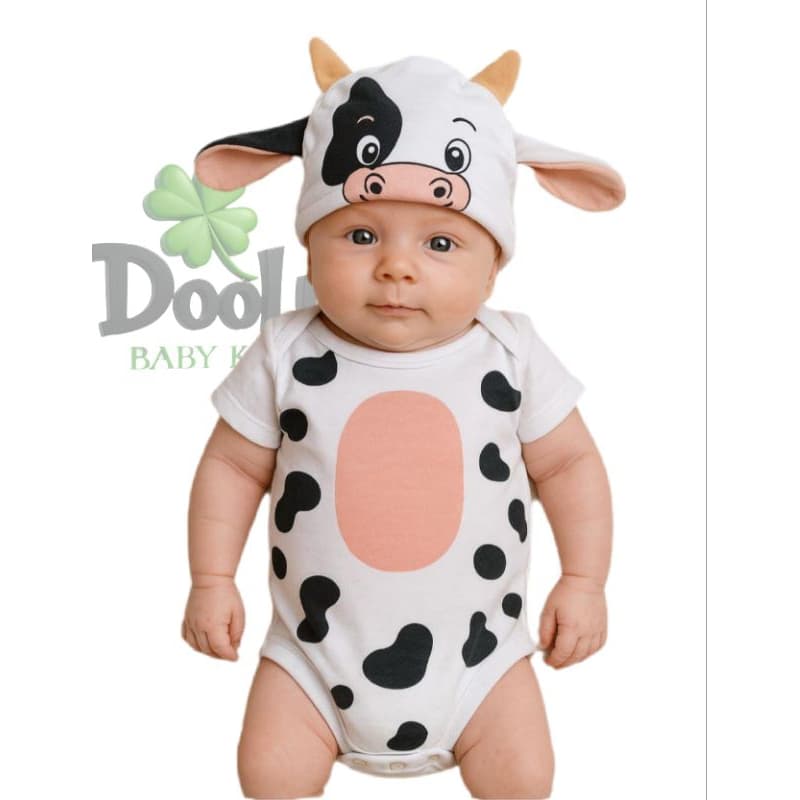 Body De Bebê Bezerro / Vaquinha Mesversário Temático + Touca / Kit body unisex