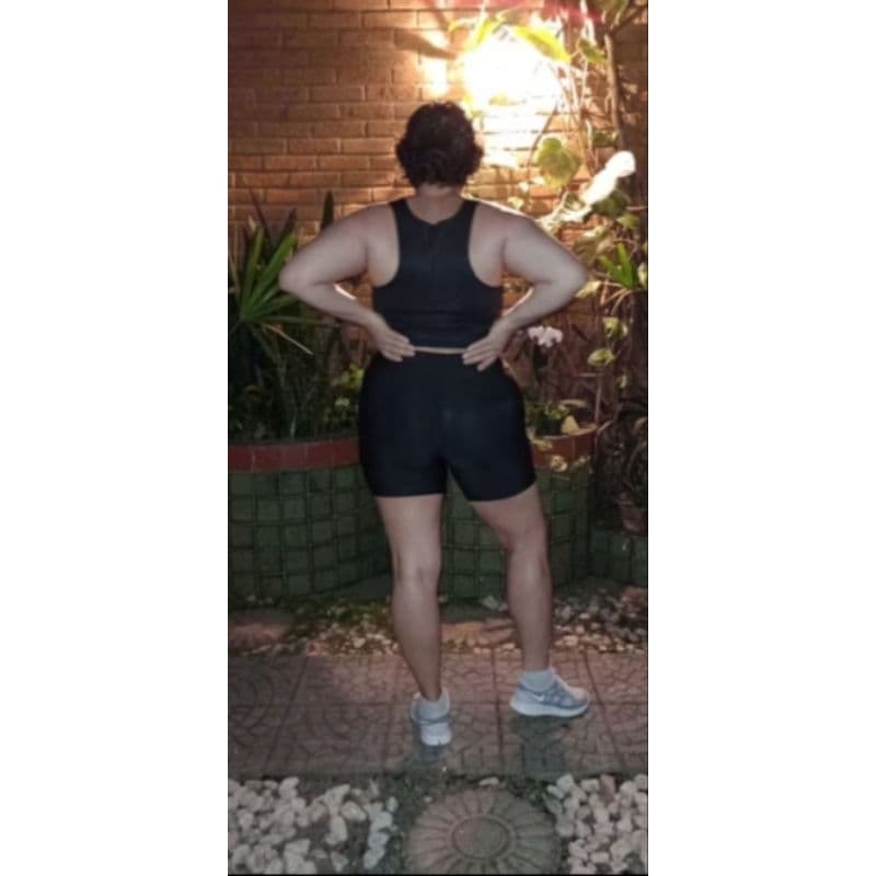 Kit 1 Shorts Legging Meia Coxa e 1Top Cropped Curve Plus Size Suplex Grosso G1 G2 G3 e G4 G5 Fitness
