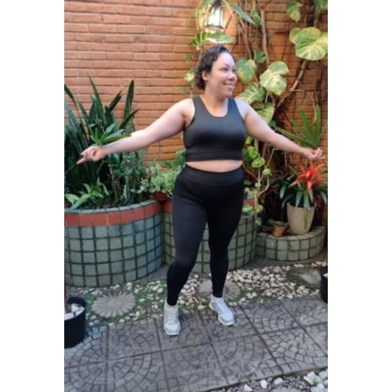 Kit 1 Legging Modeladora Suplex 1Top Cropped Nadador Curve Plus Size G1 G2 G3 e G4 G5 G6 Academia Fitness