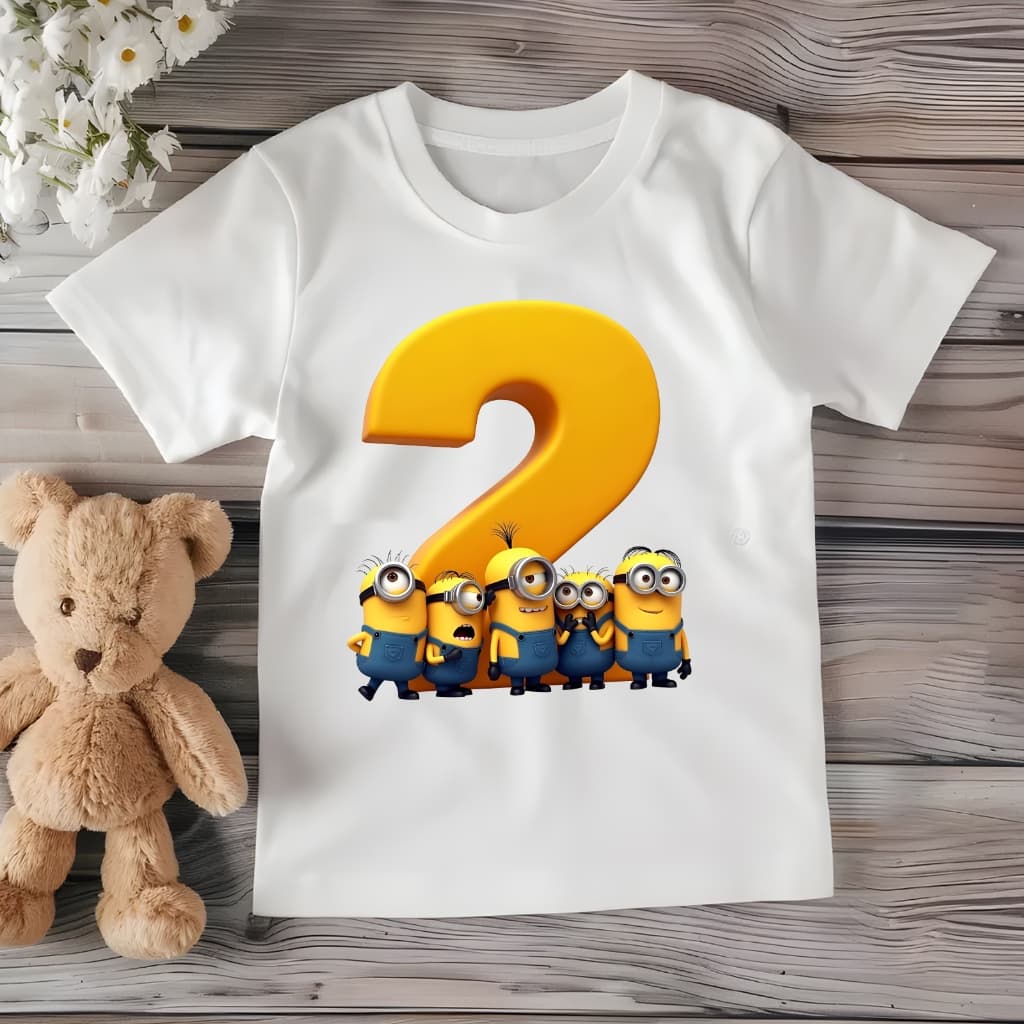 Minions Camiseta Infantil Aniversário Fantasia 2 ao 8 com ou sem nome