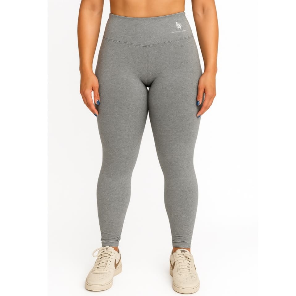 Calça Legging Cintura Alta Sem Transparência Fitness Cor Cinza