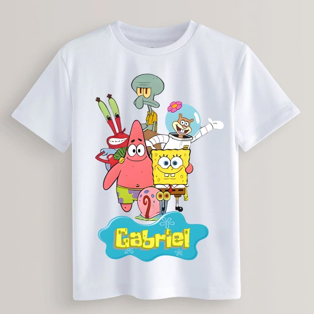 Camiseta Infantil Bob Esponja Personalizada Com nome tamanhos 2 ao 12