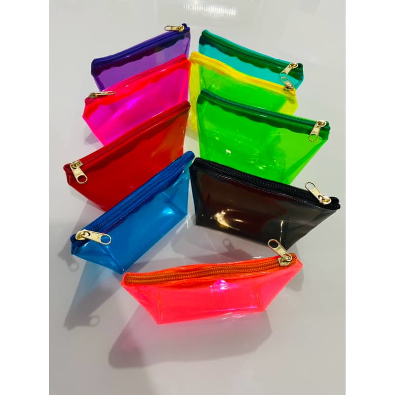 kit 10 Necessaire bolsinha PVC cristal neon (P), lindas cores! festa/aniversário/eventos!!