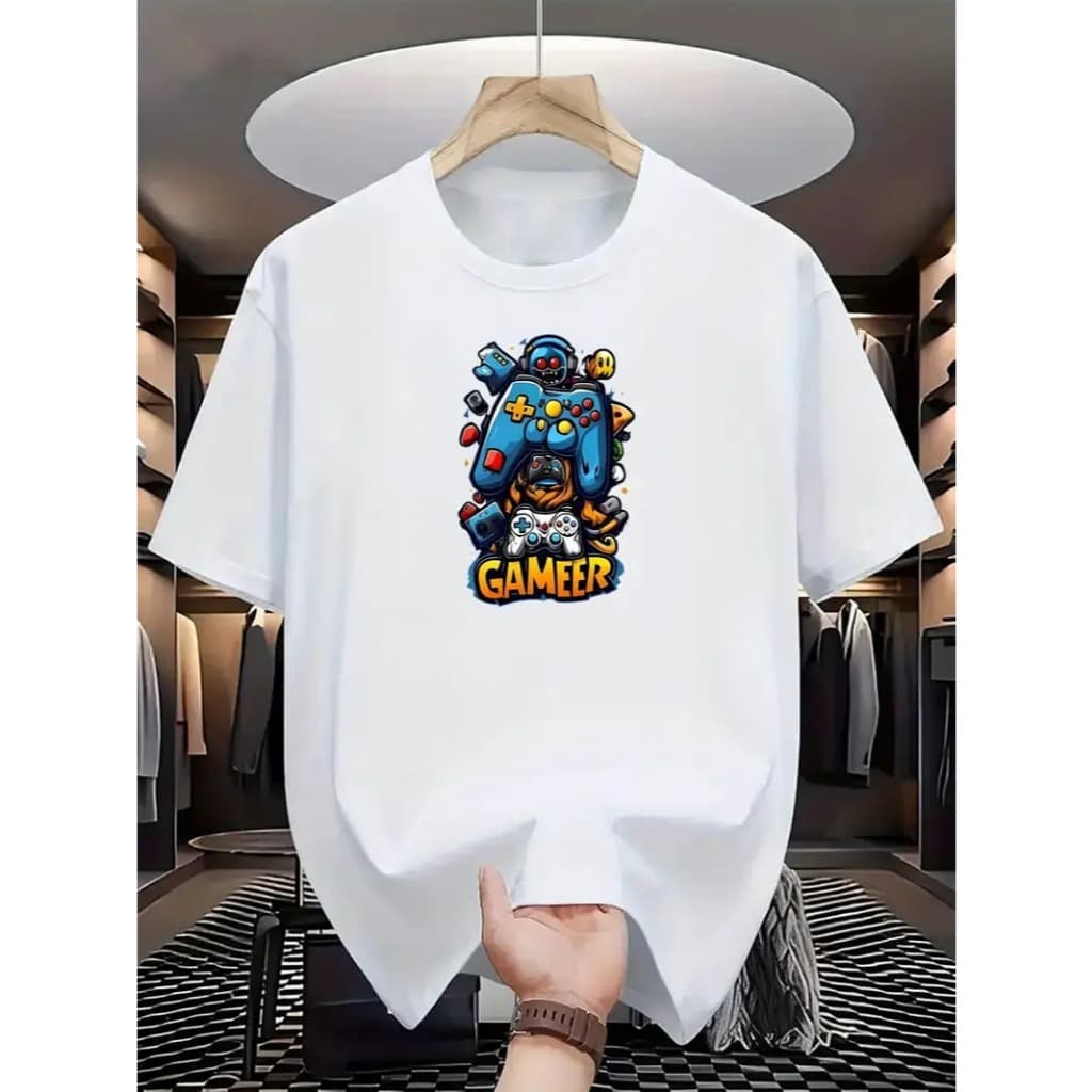Camiseta Algodão Casual Adulto Infantil e Plus Size Streetwear Gamer